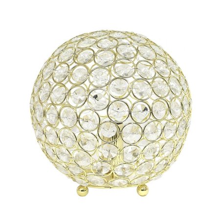 FEELTHEGLOW 8 in. Elipse Crystal Ball Sequin Table Lamp, Gold FE2519751
